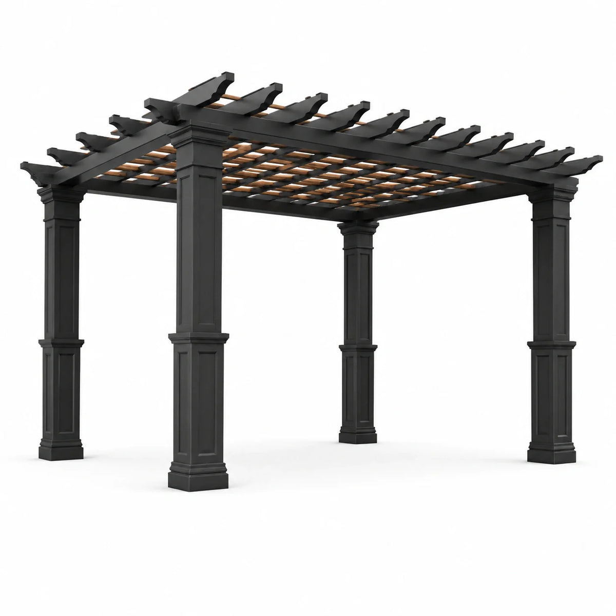 Pergola en bois et métal marron/noir 3x3x2,5m - 2026