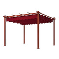 Pergola en métal avec toile rouge en polyester, 300x400 cm - 2026