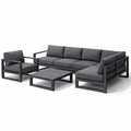 Salon de jardin en aluminium avec coussins en tissu gris - 2026