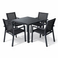 Ensemble table et chaises en métal et verre noir - 2026