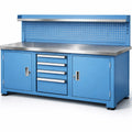Établi d’atelier en métal bleu avec tiroirs et étagère - 2026