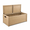 Coffre de rangement en plastique beige avec aspect bois - 2026