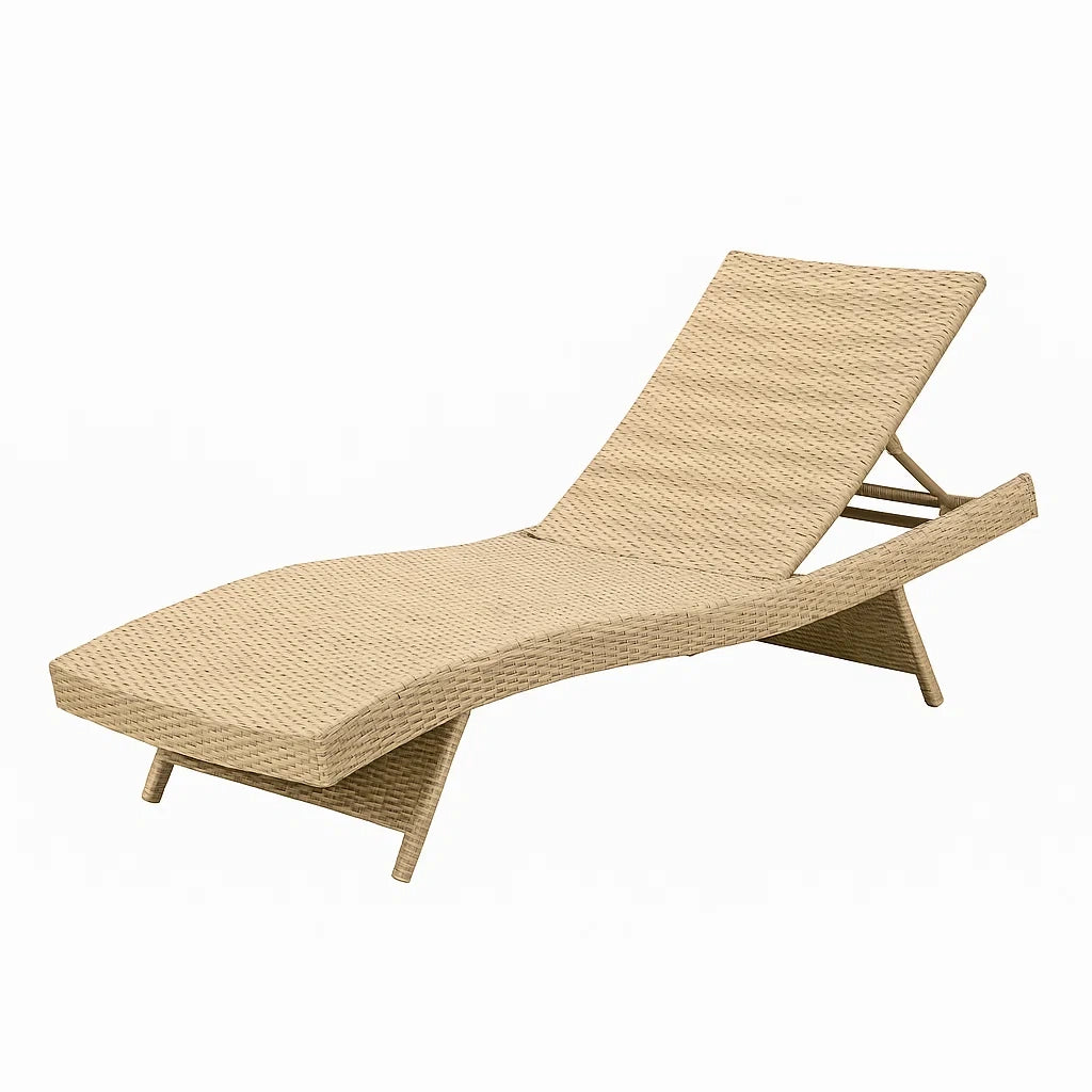 Chaise longue de jardin en résine tressée beige - 2026