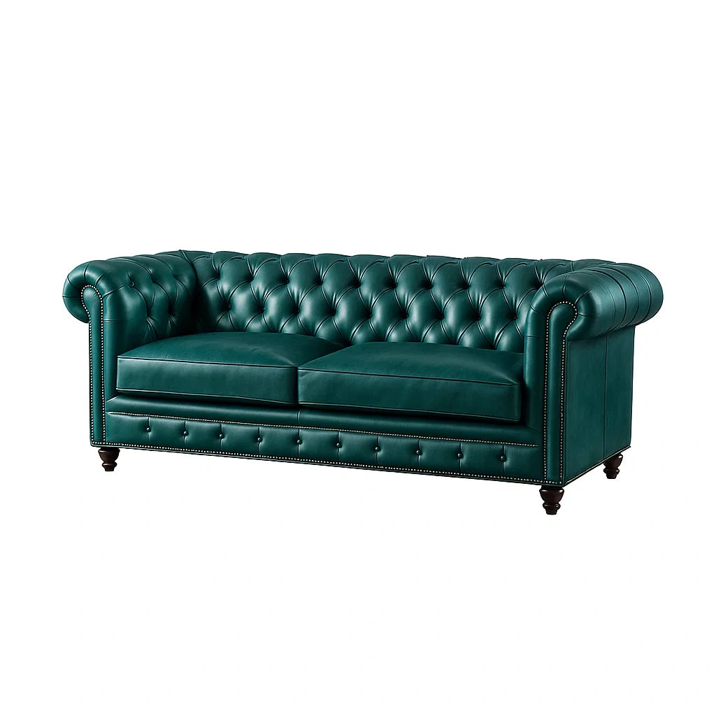 Canapé Chesterfield 3 Places Cuir Synthétique Vert 210cm - 2026