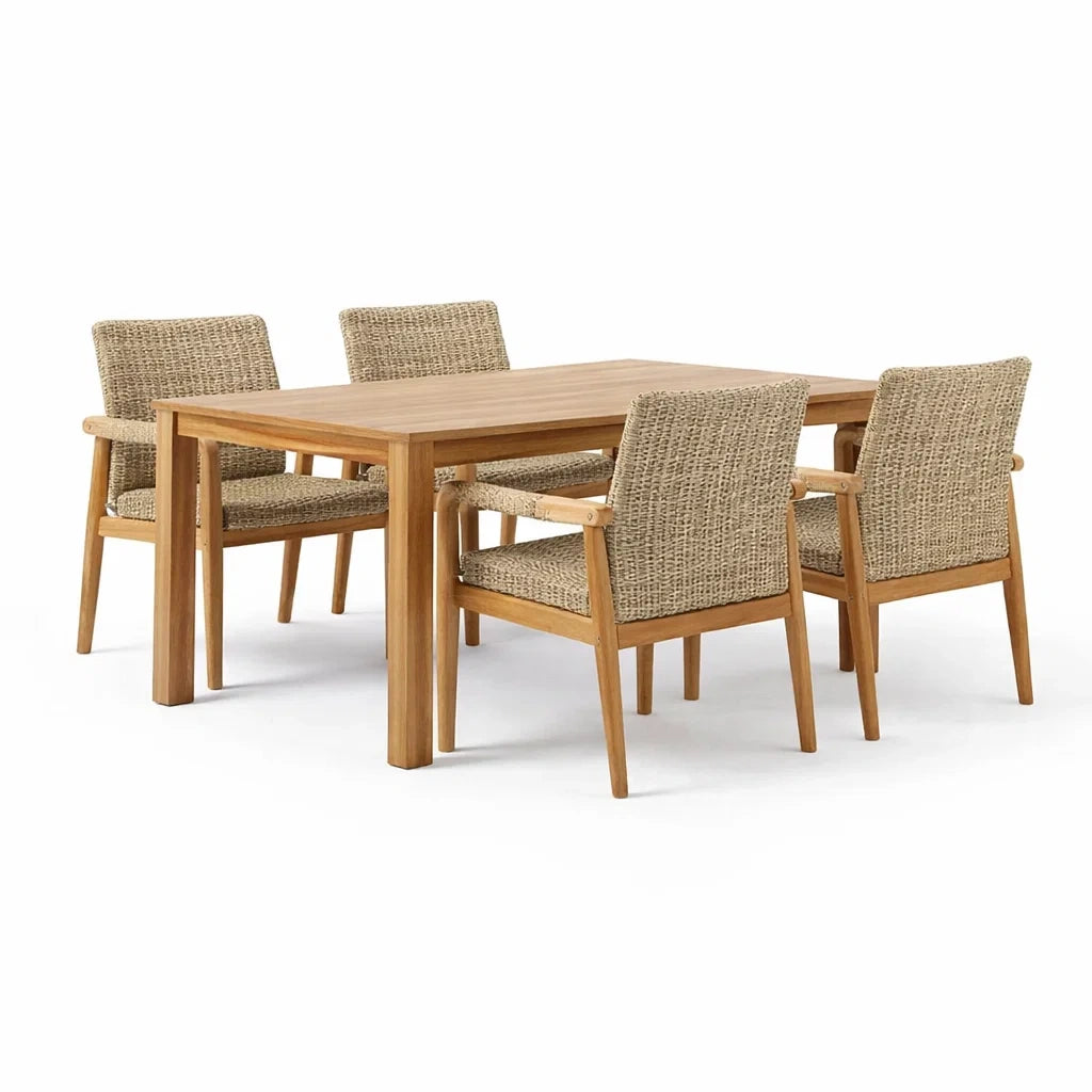 Ensemble de table et chaises en bois d'acacia et résine tressée - 2026