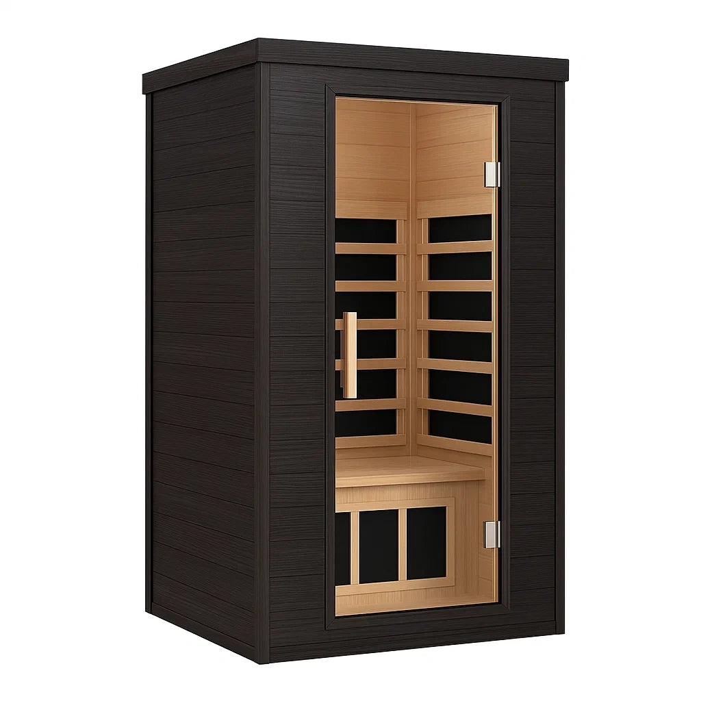 Cabine de sauna infrarouge bois noir verre sécurisé 90x90x190 cm - 2026