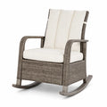 Fauteuil à bascule en métal et résine marron avec coussins en polyester beige - 2026