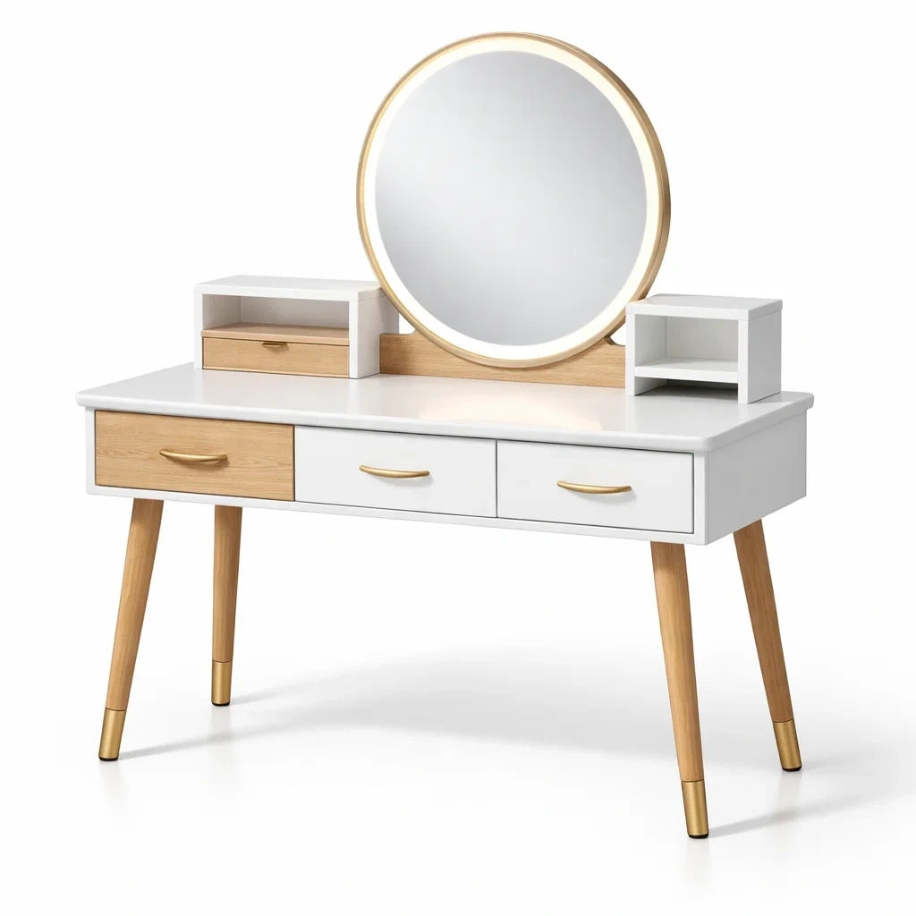 Coiffeuse en bois mdf avec miroir led et tiroirs - 2026