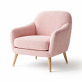 Fauteuil en tissu bouclé rose avec pieds en chêne - 2026