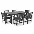 Ensemble de table et chaises d'extérieur en métal noir 150x90x75 cm avec 6 chaises - 2026