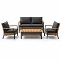 Ensemble de salon de jardin en rotin et aluminium avec coussins noirs - 2026