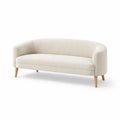 Canapé 3 Places Arrondi en Tissu Polyester Beige avec Pieds en Bois - 2026