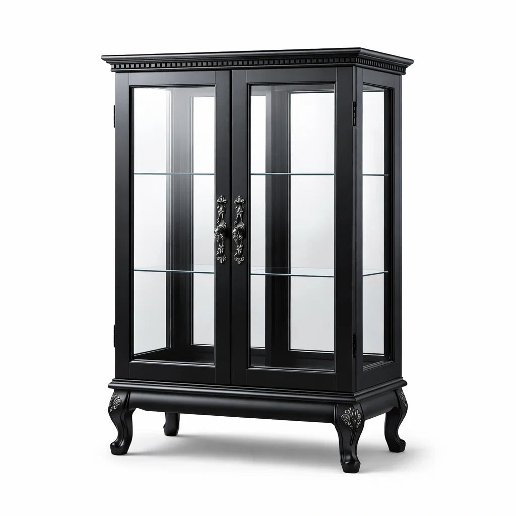 Vitrine en bois noir avec verre trempé - 2026