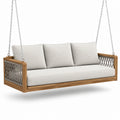 Balancelle en bois avec coussins en tissu beige - 2026