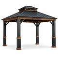 Pavillon en bois et acier avec toit en métal noir - 2026