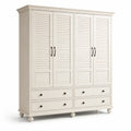 Armoire en bois de pin avec portes persiennes blanches - 2026