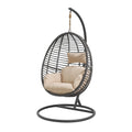 Chaise œuf suspendue en rotin avec coussin beige - 2026