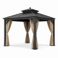 Pavillon en aluminium avec rideaux en tissu beige - 2026