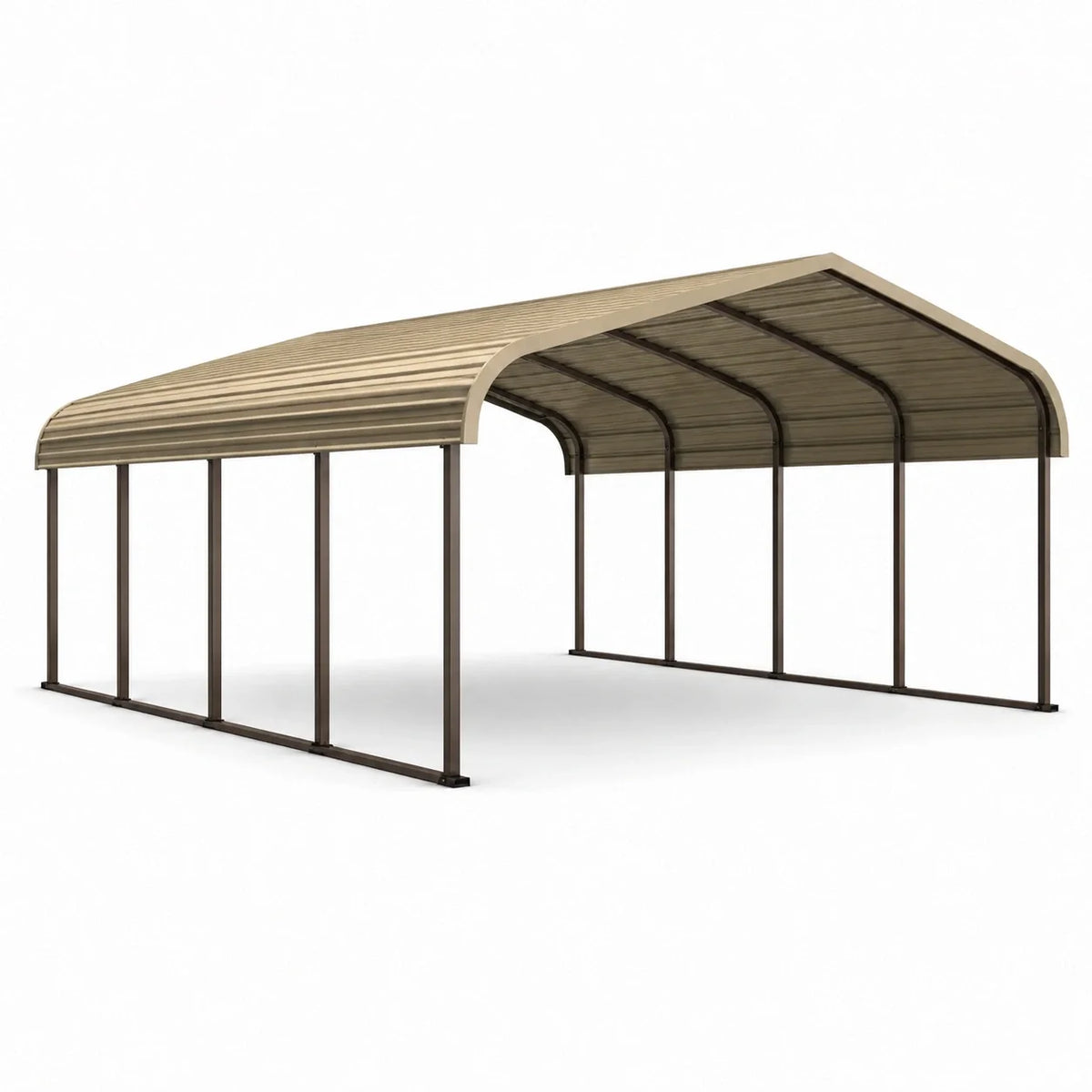Abri voiture double marron et bronze avec toiture incurvée en polycarbonate, 600 × 600 × 300 cm - 2026