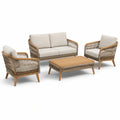 Ensemble de mobilier d'extérieur en bois et corde beige - 2026