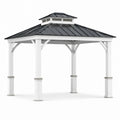 Pavillon de jardin en métal blanc et noir avec toit en acier galvanisé 300x300 cm - 2026