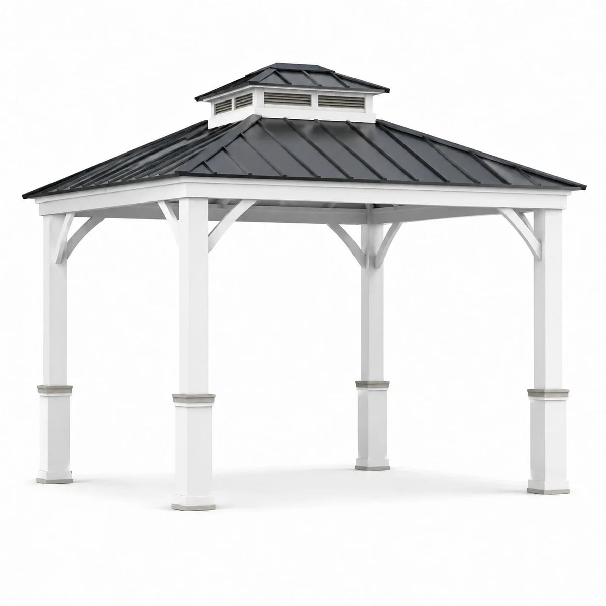 Pavillon de jardin en métal blanc et noir avec toit en acier galvanisé 300x300 cm - 2026