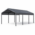 Abri voiture en métal galvanisé gris 6 m x 3 m x 2.5 m - 2026