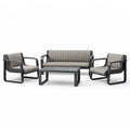 Ensemble de salon en métal gris avec coussins en polyester et table rectangulaire - 2026