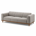 Canapé 3 places en tissu polyester gris et bois massif - 2026