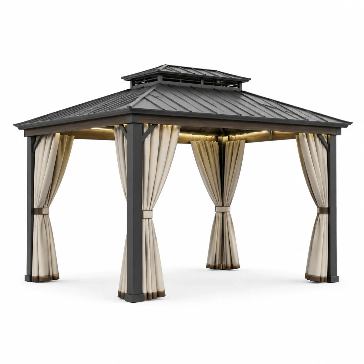 Pavillon en Bois avec Toit en Acier Galvanisé 400x300x280 cm - 2026