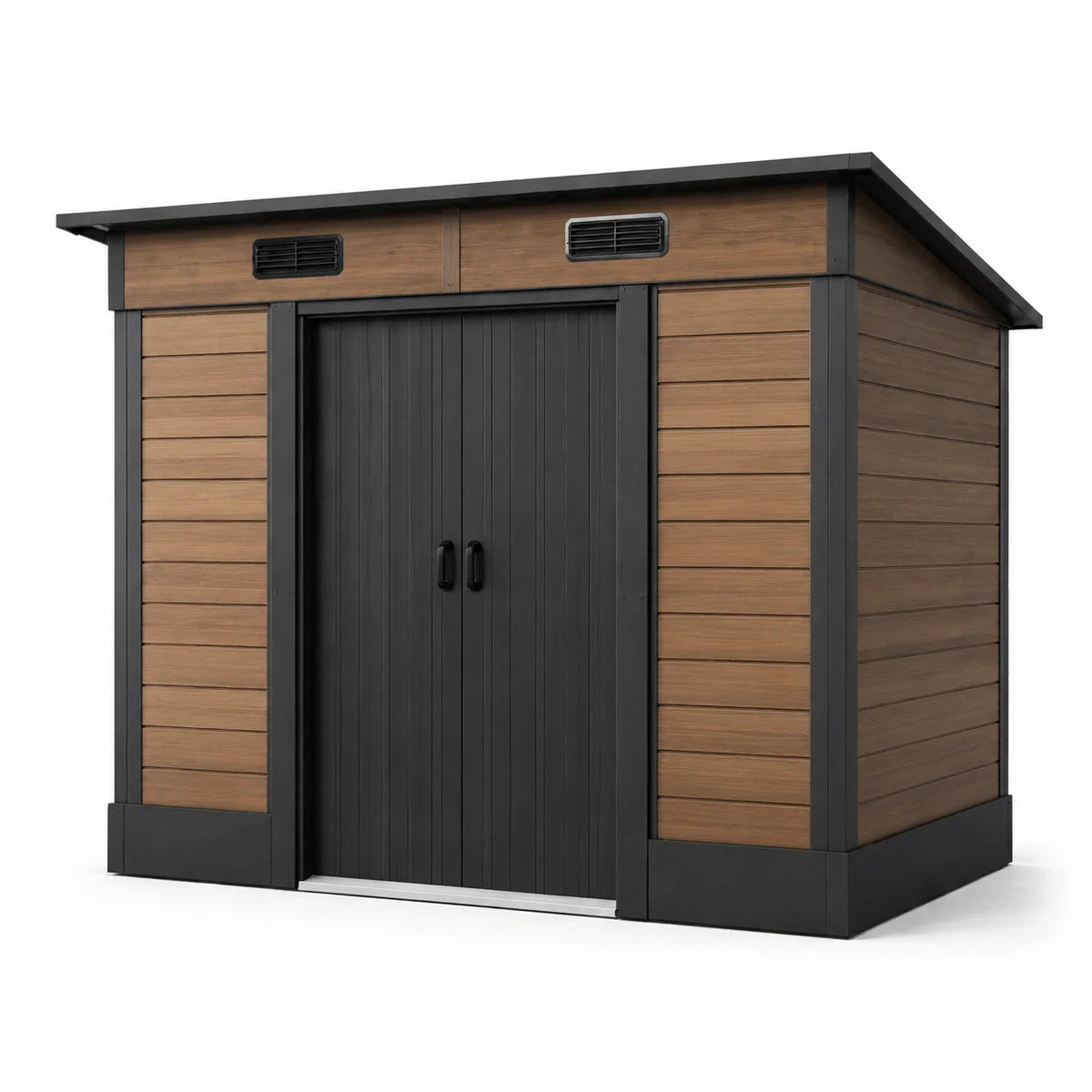 Abri de jardin en composite marron et noir 220x160x215 cm - 2026