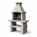 Barbecue en pierre et ciment réfractaire gris 160x110x65 cm - 2026