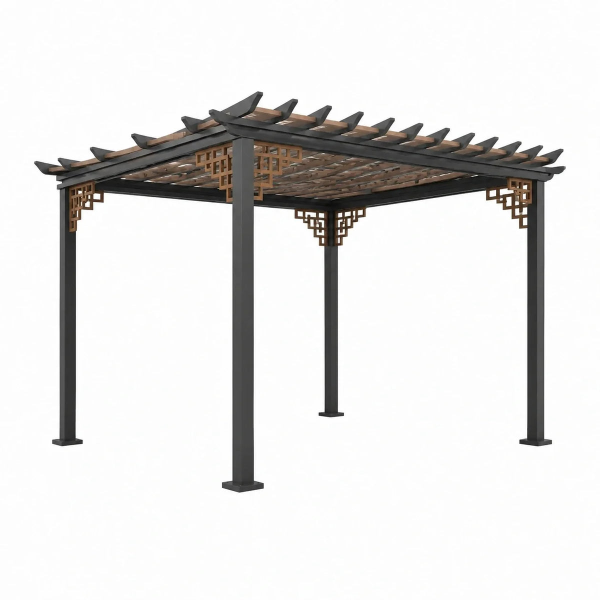 Pergola en métal noir et brun 300x400x250 cm - 2026
