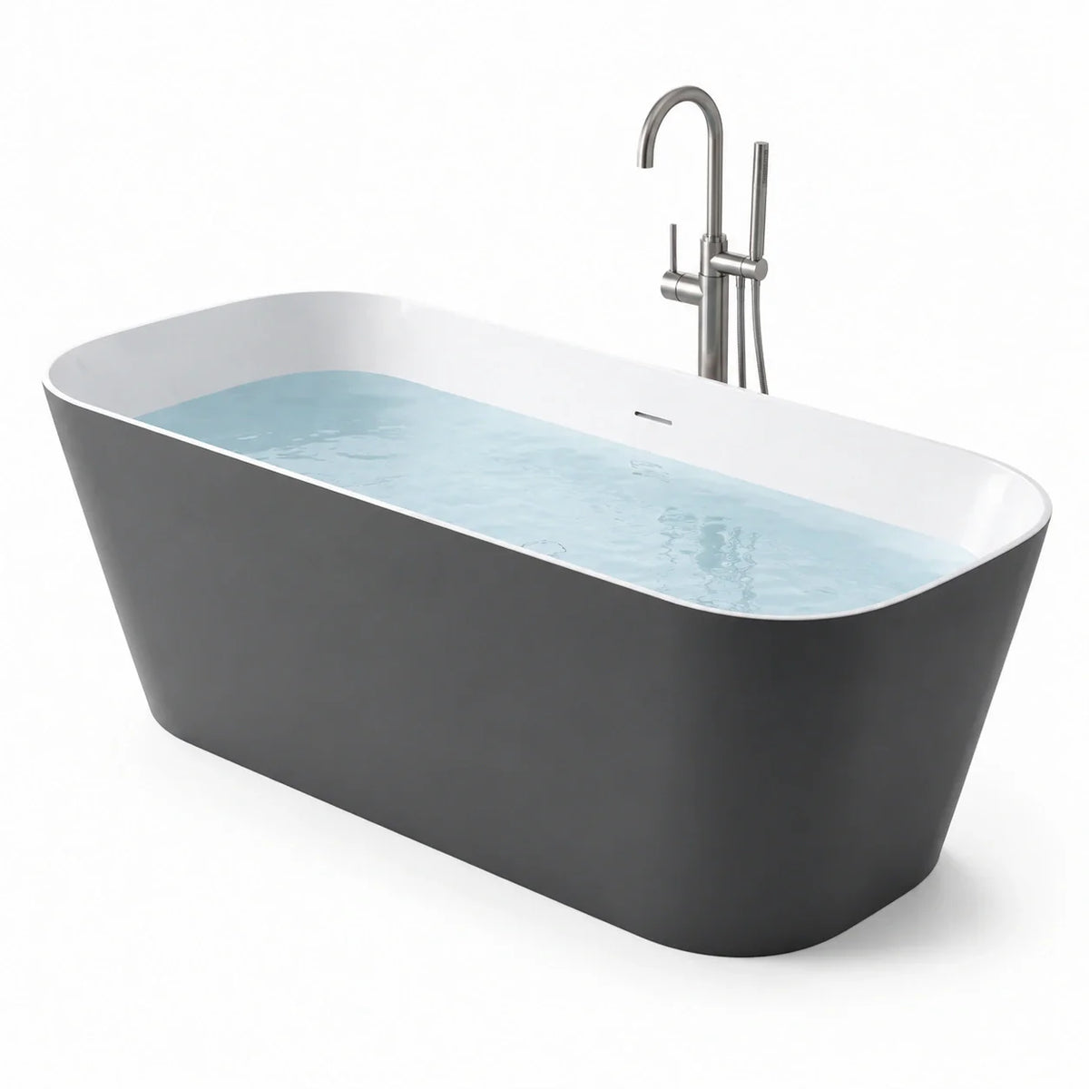 Baignoire îlot acrylique gris et blanc avec robinetterie - 2026
