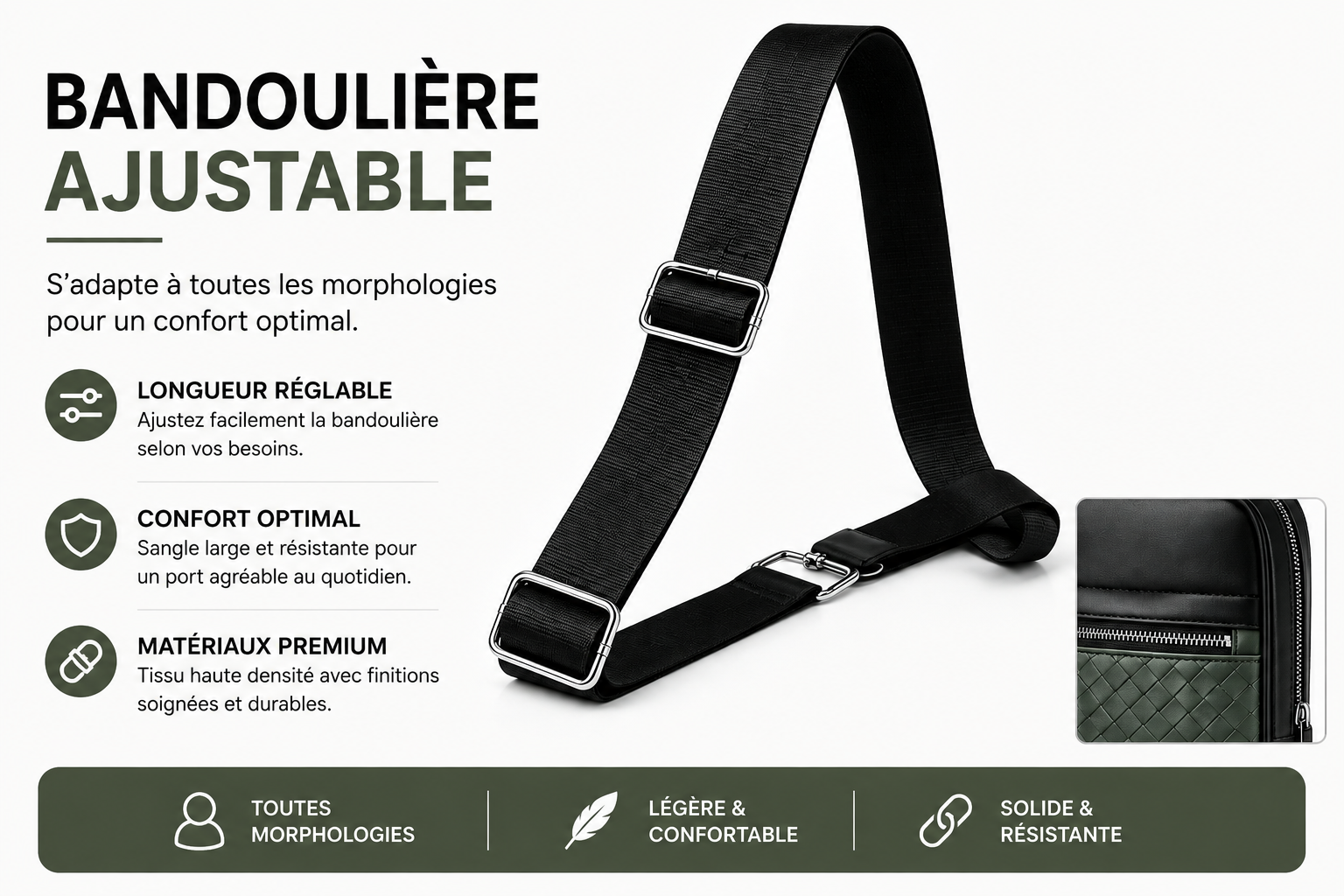 Sac Bandoulière Homme Intrecciato – Élégance & Grande Capacité