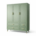 Armoire en Bois avec 3 Portes et 4 Tiroirs Vert - 2026