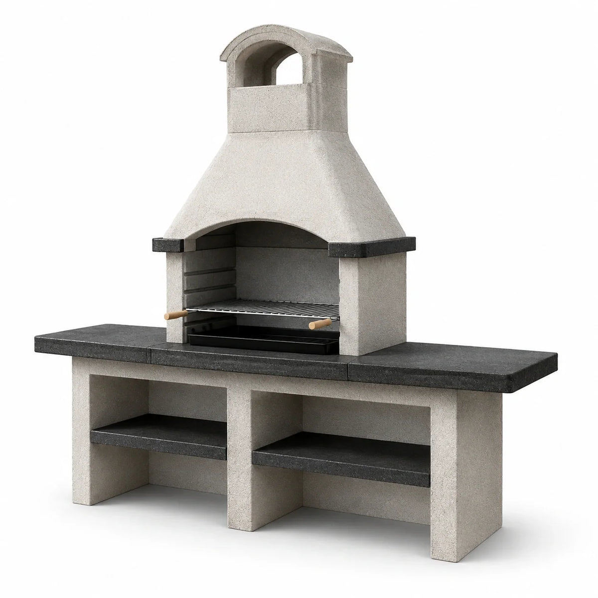 Barbecue en béton avec grille en acier inoxydable gris/noir - 2026