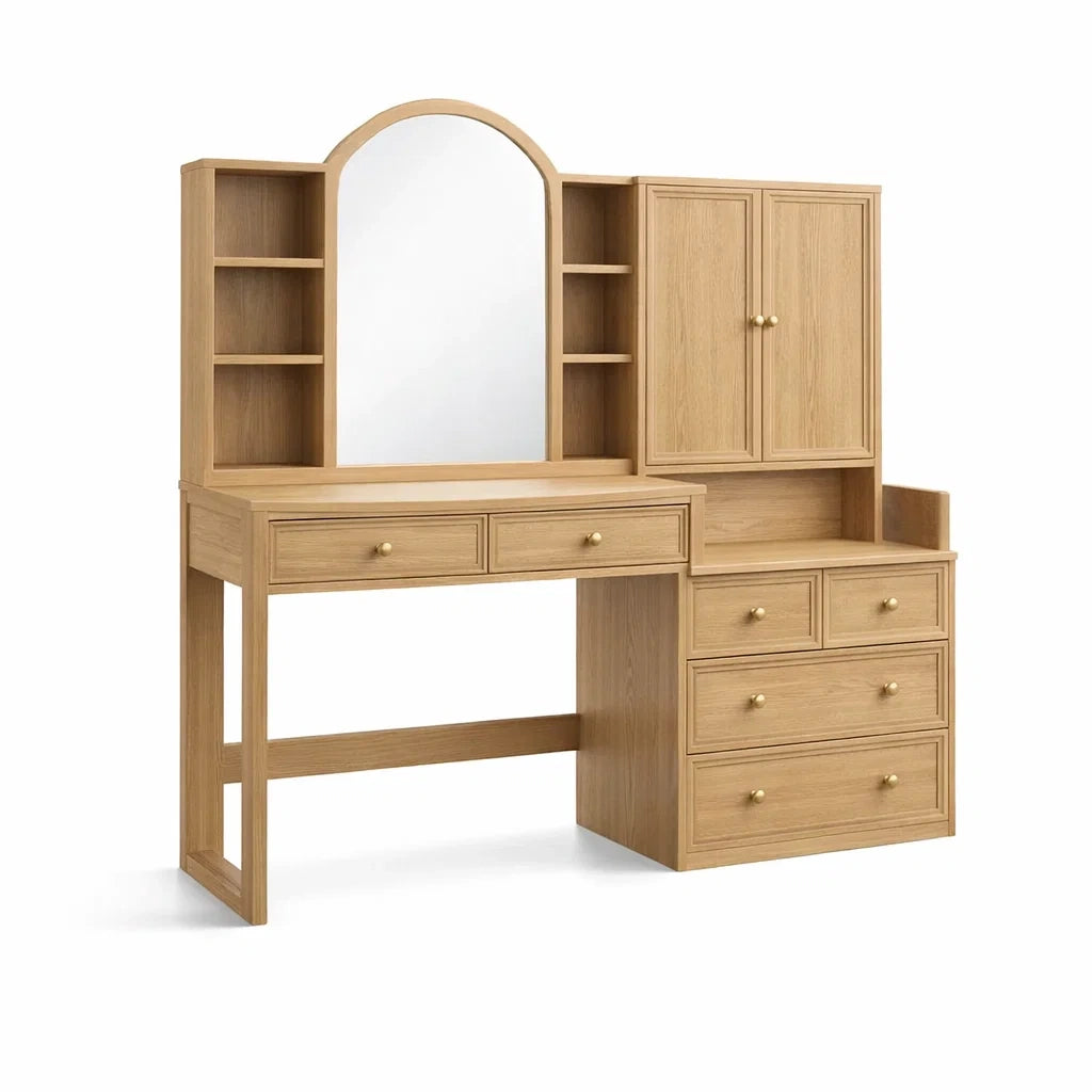 Coiffeuse en bois avec miroir et tiroirs 150cm x 140cm x 50cm - 2026