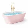 Baignoire îlot ovale en acrylique rose avec robinet doré - 2026