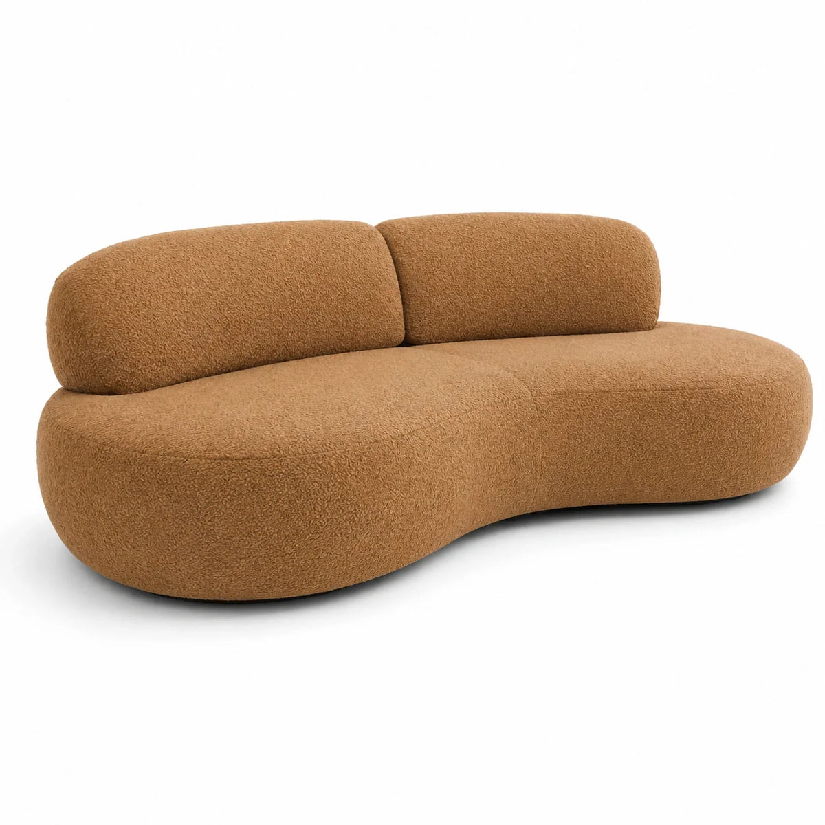 Canapé en forme de haricot en tissu bouclé brun - 2026