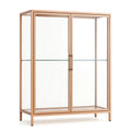 Vitrine en Verre Trempé et Métal Or Rose avec Double Portes 180x80x40 cm - 2026