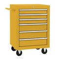 Chariot d'Atelier 6 tiroirs en acier avec roulettes et verrouillage - Jaune - 2026