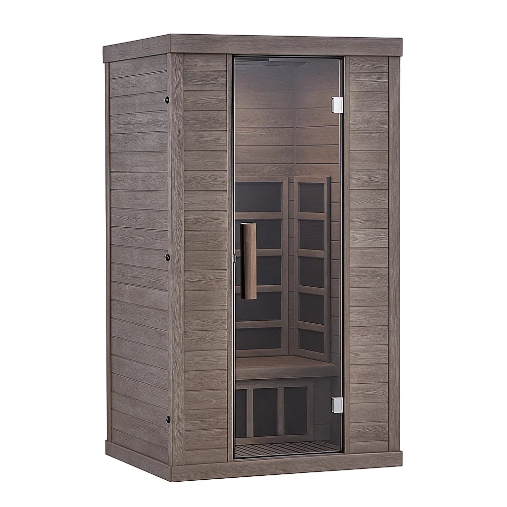 Cabine de sauna infrarouge en bois composite avec porte en verre trempé - 2026