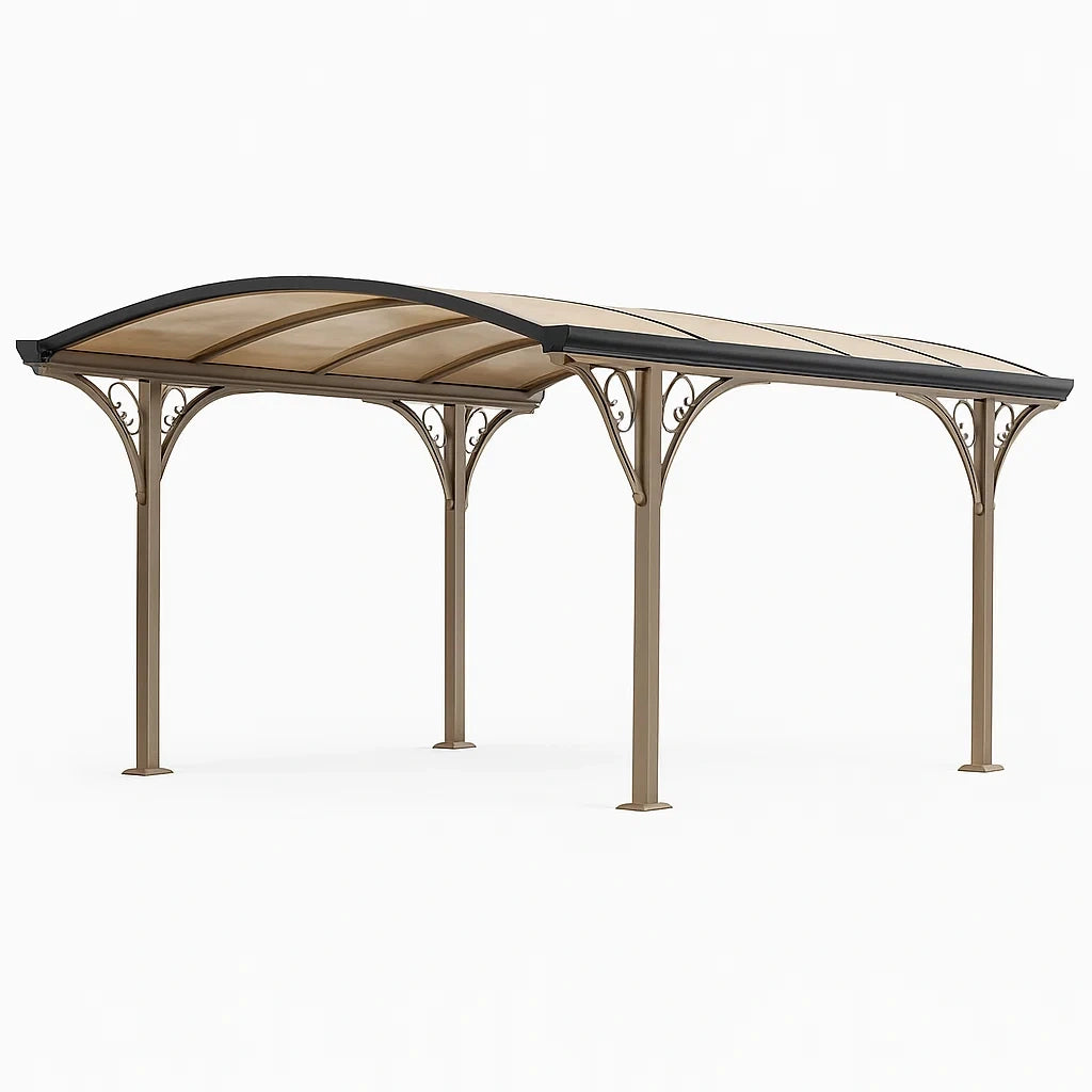 Carport en métal et polycarbonate beige et noir 500x300x260 cm - 2026