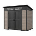 Abri de jardin en polypropylène composite avec double porte en gris et marron - 2026