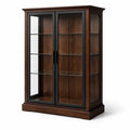 Vitrine en bois avec étagères en verre trempé et portes vitrées 180x120x40 cm - 2026
