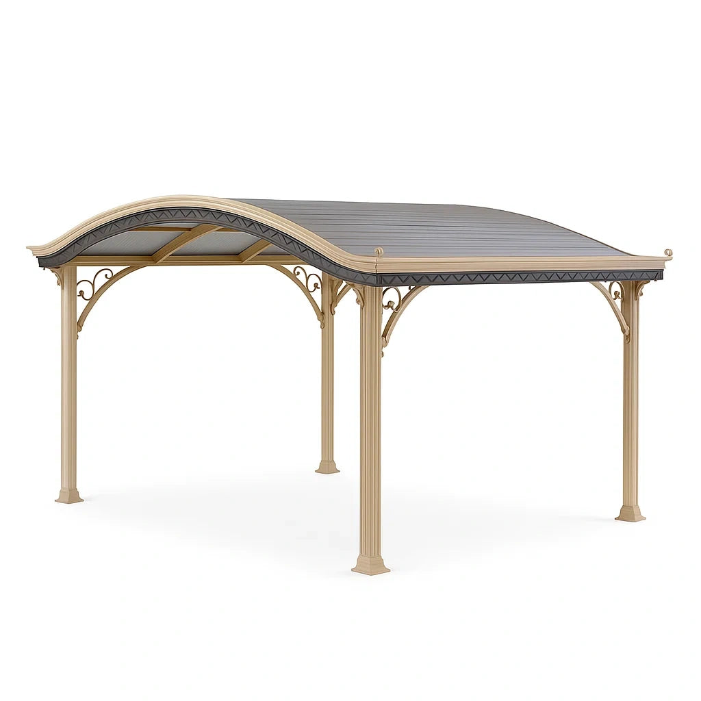 Carport en aluminium beige avec toit en polycarbonate - 2026