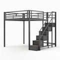 Lit mezzanine en métal Gris foncé avec escalier 200x140x180 cm - 2026