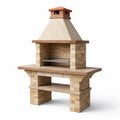 Barbecue en pierre reconstituée beige et marron 150x110x220 cm - 2026