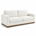 Canapé 3 places en tissu polyester blanc et base en bois - 2026